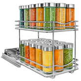LYNK PROFESSIONAL front view of chrome two-tier pull out spice rack for neat storage