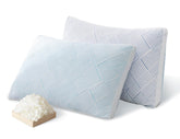 Lyralith front packaging showing two king pillows and benefits