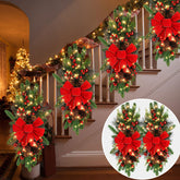 Lyrow front view of 24-inch swag showcasing vibrant red berries and ribbon benefit: instant festive curb appeal