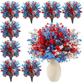Lyrow front view of 24 red white blue stems showing full set and benefit of instant décor
