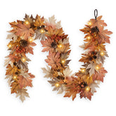 LZNPA full-length 9 ft garland draped on mantel creating autumn ambiance