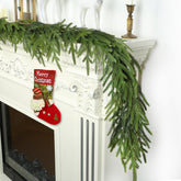 LZNPA front view of full 6 ft cedar garland showing ready-to-hang appeal