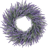 LZNPA front view lavender wreath showing full purple bloom and welcoming curb appeal