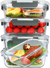 M MCIRCO front view of five 36 oz glass containers showing organized meal prep benefits