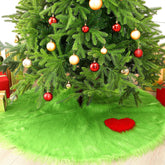 Maasechs front view tree skirt showing full lime green color and round shape for festive display