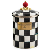 MACKENZIE-CHILDS front view canister showcasing Courtly Check and decorative appeal
