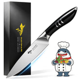 MAD SHARK front view of 5-inch paring knife showing sleek profile and precise tip benefit: accurate cuts