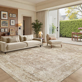 Madane front view of beige brown 8x10 rug showing neutral tones and cozy look