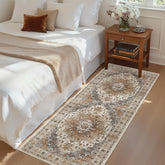Madane front view of turmeric grey runner showing pattern and balanced tone for décor
