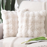 MADIZZ front view of two cream covers showing soft plush look and inviting comfort