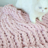 Maetoow light pink throw front view showing clean styling and cozy appeal