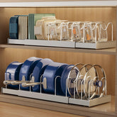 Magheo front view of organizer showing adjustable span and tidy lids benefit