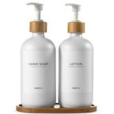 MaisoNovo front view shows white bottles and gift box, elegant countertop appeal