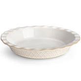 MALACASA embossed pie dish front view showcasing elegant serving appeal