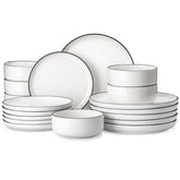 MALACASA front view of white 18-piece set showing clean profile and completeness