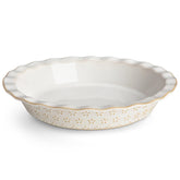 MALACASA front view of embossed pie pan showing elegant presentation benefit