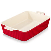 MALACASA front view red casserole showcasing oven-ready design and serving appeal