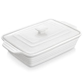 MALACASA front view of white casserole dish showing clean design and serving appeal