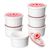 MALACASA front view of six porcelain ramekins showing neat storage benefits