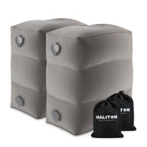 Maliton front view of two grey footrests showing compact pair benefits