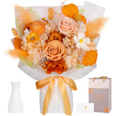 MAMAMIKO front view of orange preserved bouquet, vibrant long-lasting gift