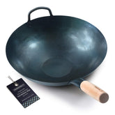 Mammafong front view of 14-inch wok shows ready-to-cook finish and reliable stability