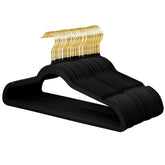 ManGotree front pack of 36 black velvet hangers shows neat storage benefit