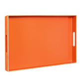 MAONAME front view of orange serving tray showing glossy finish and gold edge for elegant serving