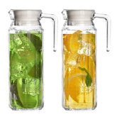 Marbelous front view of two 34oz pitchers showing elegant design and clear glass for serving