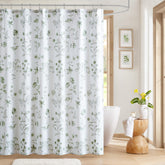 Martha Stewart floral shower curtain front view showing botanical design and fresh aesthetic