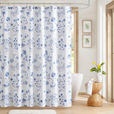 Martha Stewart front view of blue floral curtain adds fresh focal point