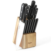 Martha Stewart front view of full knife block set showing organized storage benefit