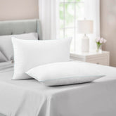 Martha Stewart front view of two-pack pillows showing classic hotel-style look and comfort