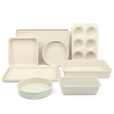 Martha Stewart front view of full 10-piece linen white set, organized for easy use