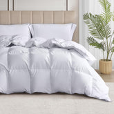 Martha Stewart front view of queen comforter shows plush hotel-style finish and even loft