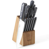 Martha Stewart front view of full knife block set, organized storage benefit
