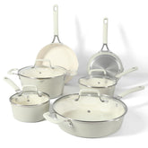 Martha Stewart front view of linen white 10-piece set, stylish and practical
