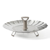 Martha Stewart steamer front view showing polished stainless finish and fit