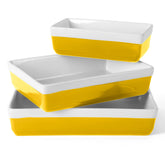 Martha Stewart yellow bakeware set front view shows oven-to-table appeal