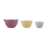 Mason Cash front view of three measuring cups showing floral design and colors