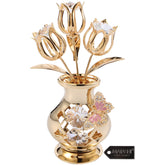 Matashi front view showing gold-plated tulips and clear crystals for elegant sparkle