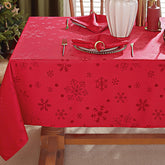 MATIRUG front view of rectangular Christmas tablecloth showing festive look and protection