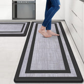 Mattitude front view showing the two cushioned kitchen mats, improves standing comfort