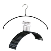 MAWA front view of 10 black hangers showing sleek uniform closet benefit