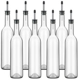 Maxdot front view of eight clear glass bottles showing organized storage benefit