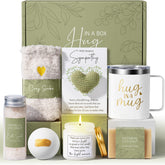 MAYICIVO sympathy basket front view showing all comforting contents and presentation