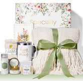 MAYICIVO front view of boxed self-care gift basket showing ready-to-give presentation