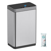 Mbillion front view stainless trash can shows modern look and easy placement