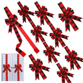 MCEAST front view of 10-piece plaid bow pack showing quantity and pattern