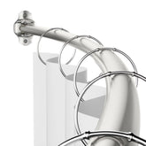 Mcrbeay curved shower curtain rod front view showing clean design and wider shower feel